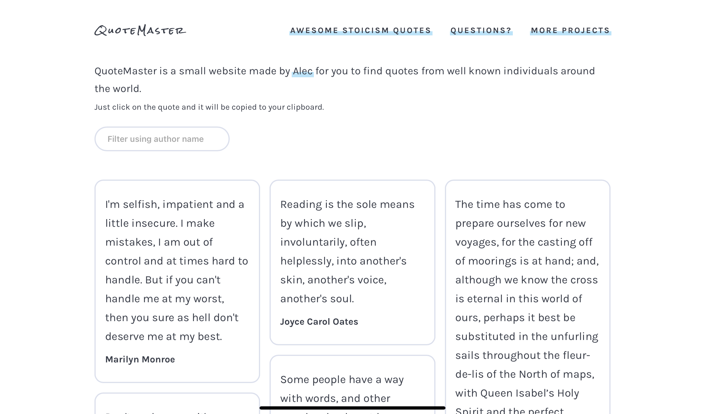 Screenshot of QuoteMaster